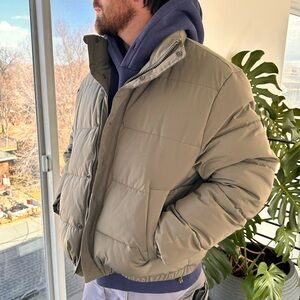 Zara Men's Olive Puffer Jacket